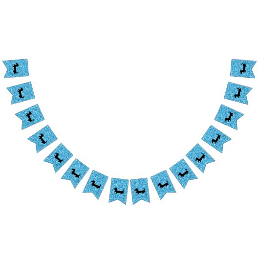 Blue Glitter Dachshund Bunting Party Banner (Alle)