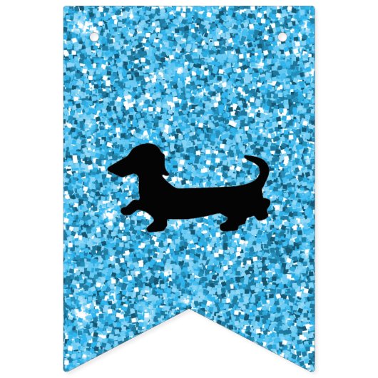 Blue Glitter Dachshund Bunting Party Banner (Tweede vlag)