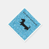 Blue Glitter Dachshund Paper Napkins Servetten (Hoek)