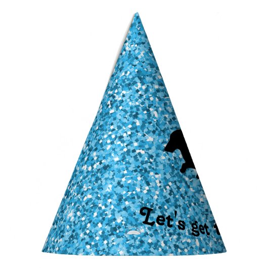 Blue Glitter Dachshund Party Petten Feesthoedjes (Links)