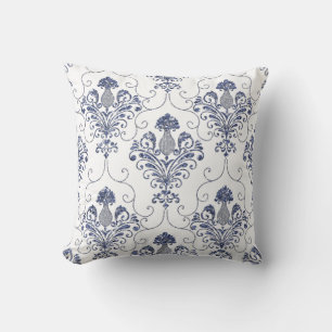 Blue Glitter Damask omkeerbaar Sierkussen