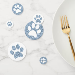 Blue Glitter Dog Cat Paw Print Animal Tracks groot Confetti