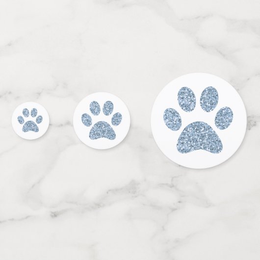 Blue Glitter Dog Cat Paw Print Animal Tracks groot Confetti (Achterkanten)