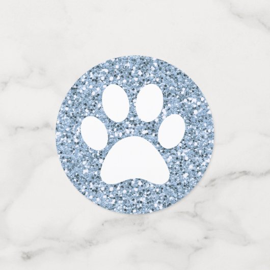 Blue Glitter Dog Cat Paw Print Animal Tracks groot Confetti (Kleine voorkant)