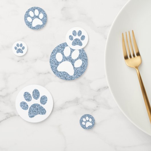 Blue Glitter Dog Cat Paw Print Animal Tracks groot Confetti (Groep)