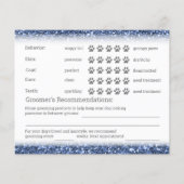 Blue Glitter Dog Grooming Report Kaart Flyer (Achterkant)