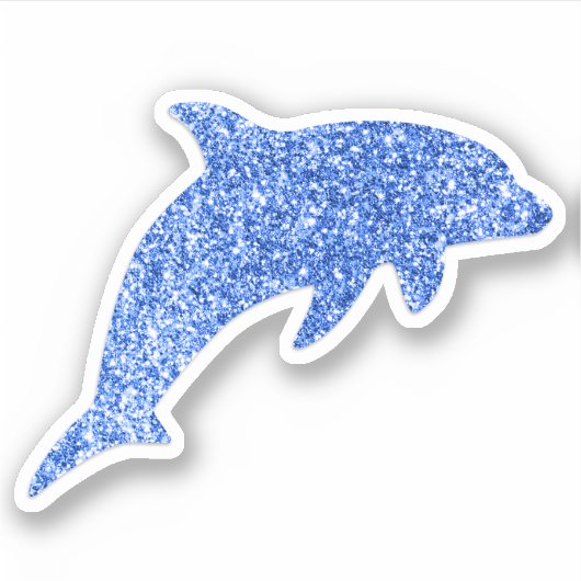 Blue Glitter Dolphin Sticker (Voorkant)