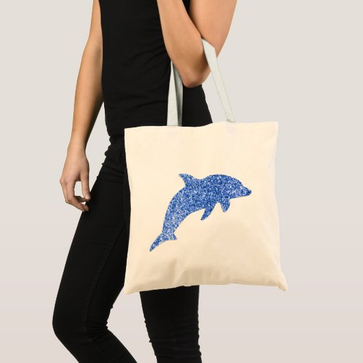Blue Glitter Dolphin Tote Bag (Voorkant (product))