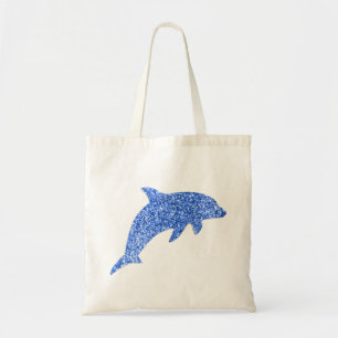 Blue Glitter Dolphin Tote Bag