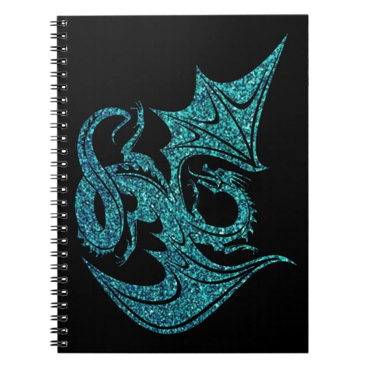 Blue Glitter Dragon Notitieboek (Voorkant)