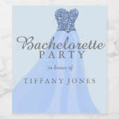Blue Glitter Dress Bachelorette Party Wine Label Wijn Etiket (Enkel label)