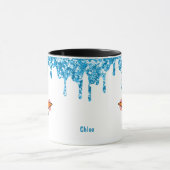 Blue Glitter Drift Snowman Face Holiday Mok (Midden)