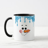 Blue Glitter Drift Snowman Face Holiday Mok (Links)