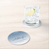 Blue Glitter Drip 18th Birthday Party Ronde Kartonnen Onderzetter (Insitu)