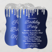 BLUE GLITTER DRIP ELEGANT BIRTHDAY INVITATION KAART (Voorkant / Achterkant)