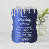 BLUE GLITTER DRIP ELEGANT BIRTHDAY INVITATION KAART (Staand voorkant)
