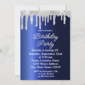 BLUE GLITTER DRIP ELEGANT BIRTHDAY KAART (Voorkant)