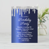BLUE GLITTER DRIP ELEGANT BIRTHDAY KAART (Staand voorkant)