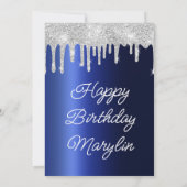 BLUE GLITTER DRIP ELEGANT BIRTHDAY KAART (Achterkant)