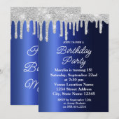 BLUE GLITTER DRIP ELEGANT BIRTHDAY KAART (Voorkant / Achterkant)