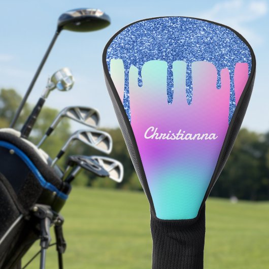 Blue Glitter Drip Fluorescerend Neon Roze & Paarse Golfheadcover