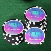 Blue Glitter Drip Fluorescerend Neon Roze & Paarse Poker Chips
