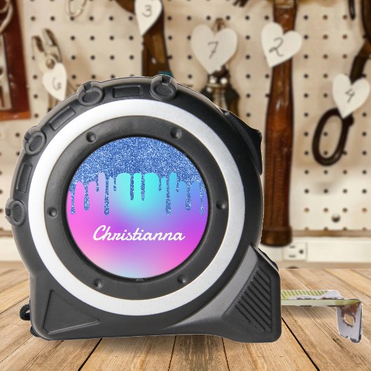 Blue Glitter Drip Fluorescerend Neon Roze & Paarse Rolmaat