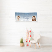Blue Glitter Drip Two Photo Afstuderen Banner (Insitu)