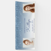 Blue Glitter Drip Two Photo Afstuderen Banner (Verticaal)