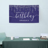 Blue Glitter Dripping Custom Happy 40th Birthday Spandoek (Beurs)