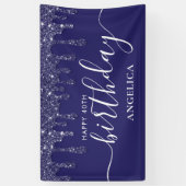 Blue Glitter Dripping Custom Happy 40th Birthday Spandoek (Verticaal)