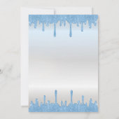 Blue Glitter Drips, Blue Dress Silver Sweet 16 Kaart (Achterkant)