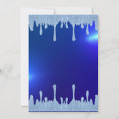 Blue Glitter Drips, Dress Blue Sweet 16 Kaart (Achterkant)