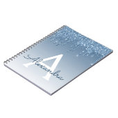 Blue Glitter Drips Sparkle Monogram Notitieboek (Linkerzijde)