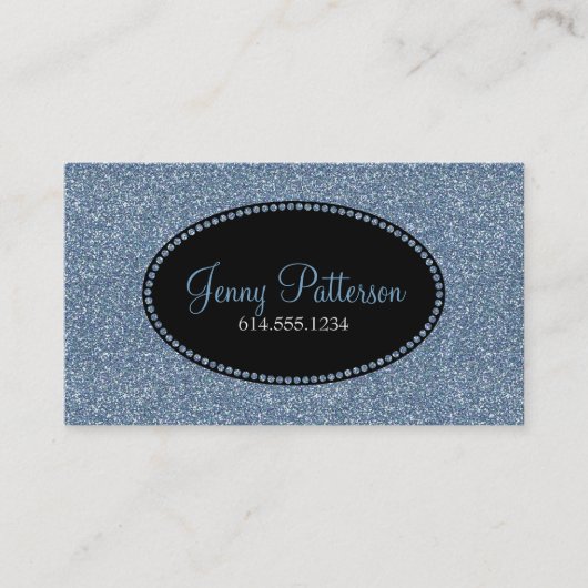 Blue Glitter Elegant Girly Visitekaartjes (Voorkant)