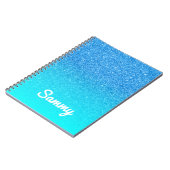Blue Glitter en Aqua Ombre Personalized Notitieboek (Linkerzijde)