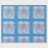 Blue Glitter en Golden Unicorns Birthday Cadeaupapier (Vlak)