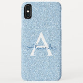 Blue Glitter en Sparkle Monogram Case-Mate iPhone Case (Achterkant)