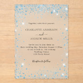 Blue glitter evening clear wedding  acryl uitnodigingen (Voorkant)