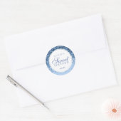 Blue Glitter Fab Sweet Sixteen Ronde Sticker (Envelop)
