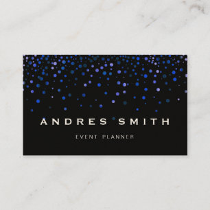 Blue Glitter Faux Folie Confetti Black Visitekaartje