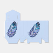 Blue Glitter Feather Gift Box Bedankdoosjes (Uitgevouwen)
