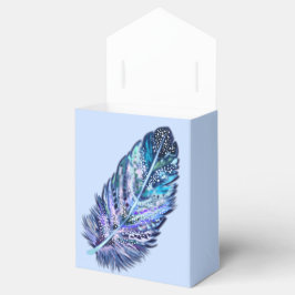 Blue Glitter Feather Gift Box Bedankdoosjes