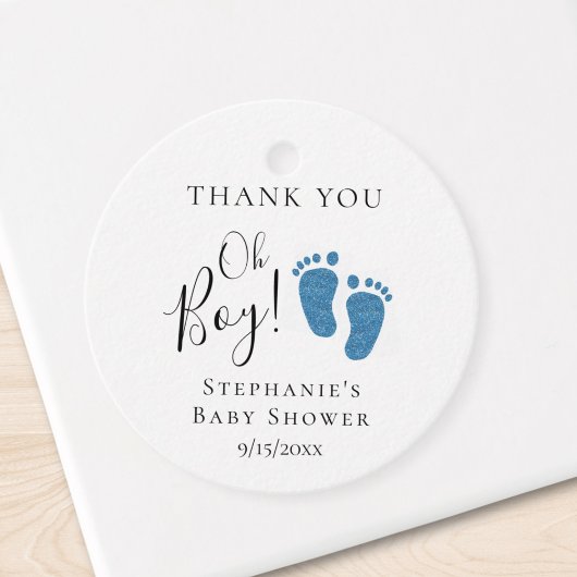 Blue Glitter Feet Baby shower Bedankt Bedankjes Labels