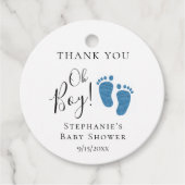 Blue Glitter Feet Baby shower Bedankt Bedankjes Labels (Voorkant)