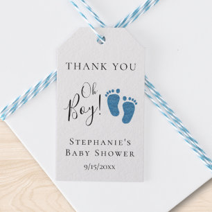 Blue Glitter Feet Baby shower Bedankt Cadeaulabel