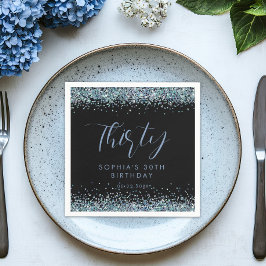 Blue Glitter Gepersonaliseerd Verjaardagsfeest Servet