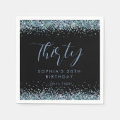 Blue Glitter Gepersonaliseerd Verjaardagsfeest Servet (Voorkant)