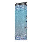 Blue Glitter Girl Boss Name Building Empire Thermosbeker (Gedraaid links)