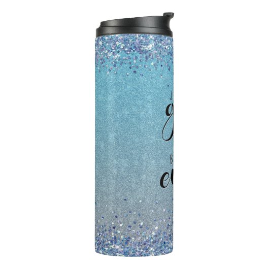 Blue Glitter Girl Boss Name Building Empire Thermosbeker (Gedraaid links)
